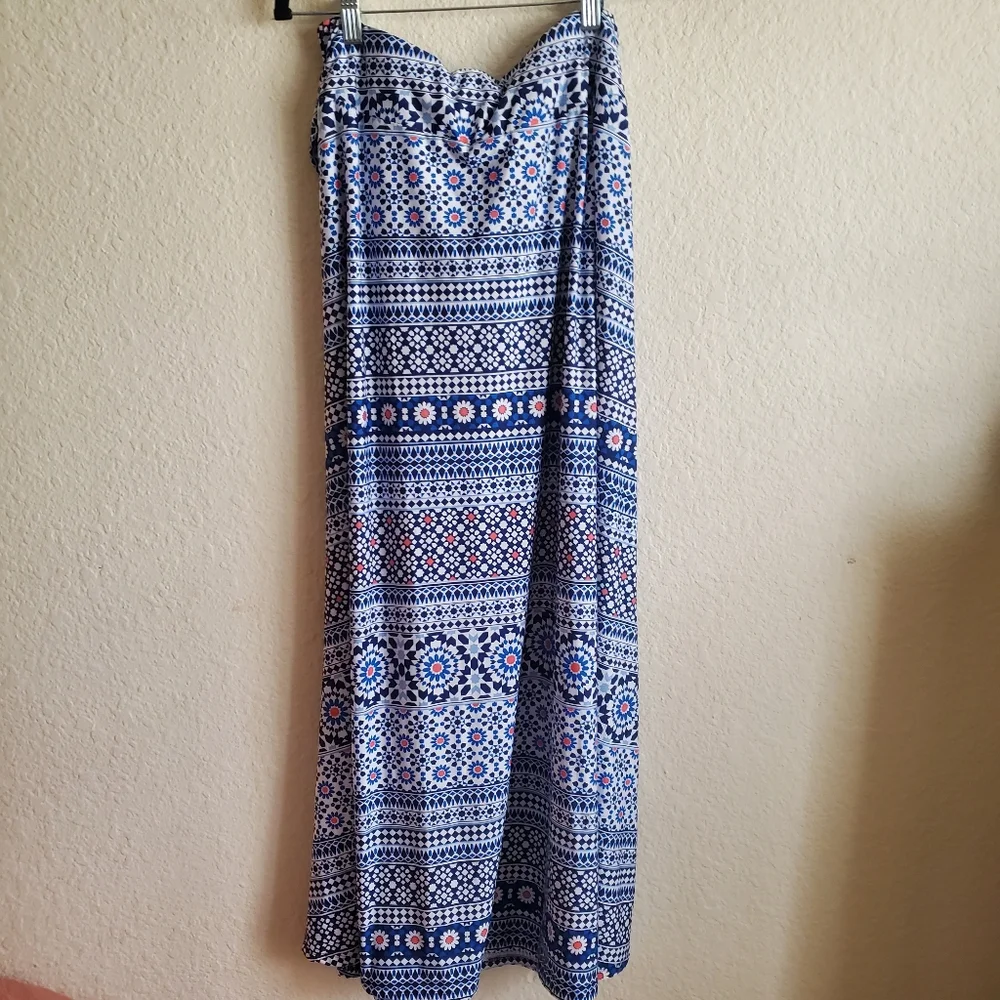 Robert Louis blue maxi skirt with tie waist Small boho chic festival hippie girl